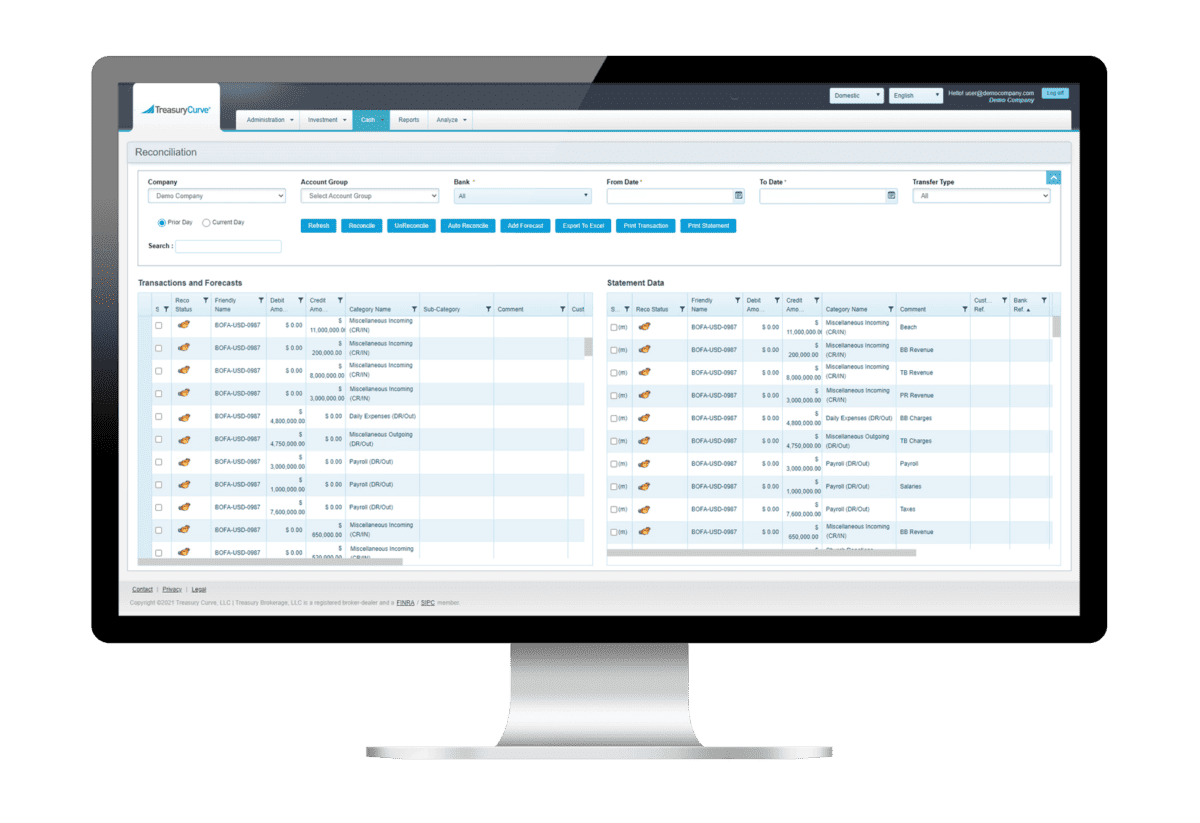 Treasury Forecasting, Reconciling, & Reporting Solution