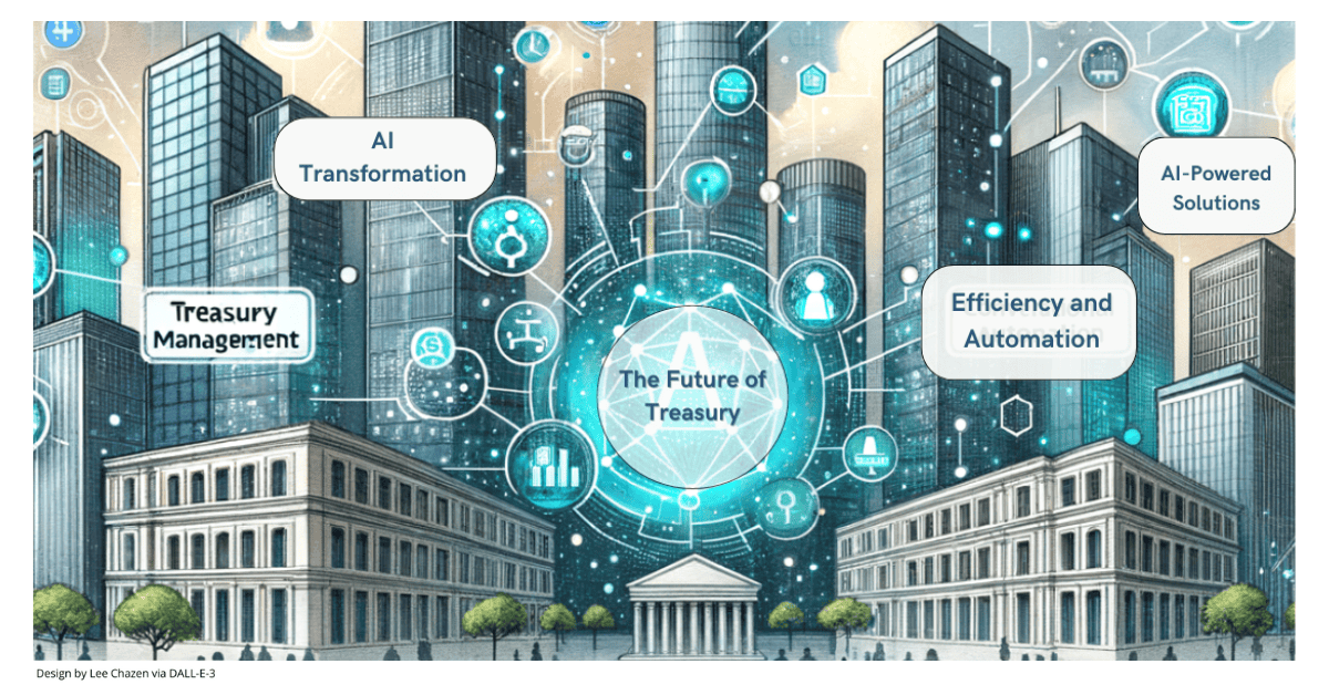 Futuristic image of the AI revolution in treasury management